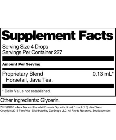 Java Tea & Horsetail Glycerite Liquid Extract - 1 oz | No Flavor | International Shipping - Buy Online on GoSupps.com