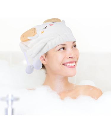 MAGICLULU Womens Hat 2pcs Cartoon Dry Hair Cap Absorption Drying Hair Hats Rapid Drying Towel Rapid Hair Drying Hat Hair Bonnet Shower Hats Women's Coral Fleece Quick Dry Turban White - Buy Online on GoSupps.com