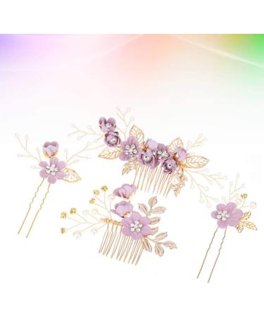 Toyvian Purple Bridal Hair Comb Clip Set - Handmade Wedding Accessories with Rhinestones for Brides and Bridesmaids - Buy Online on GoSupps.com