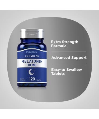 Piping Rock Melatonin 10mg | 120 Tablets | with L-Theanine | Adult Sleep Supplement | Extra Strength Formula | Vegetarian Non-GMO Gluten Free - Buy Online on GoSupps.com