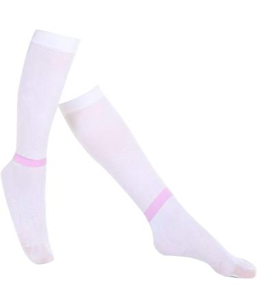 DERCLIVE Knee-High Leg Support Socks - Soft Stretchy Breathable Compression Stockings 20-30 mmHg for Improved Blood Circulation - Size M White - Buy Online on GoSupps.com