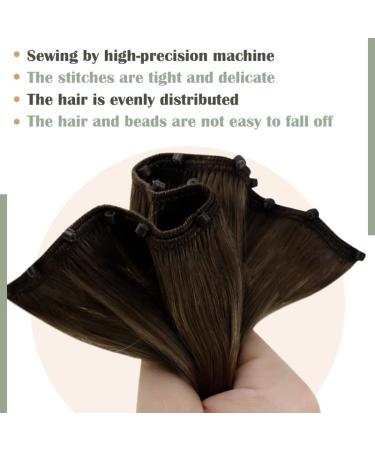 LAAVOO EZ WEFT Real Hair Extensions - Brown Balayage Ombre 50cm Remy Human Hair Smooth Microbeads #2/8/2 - Buy Online on GoSupps.com