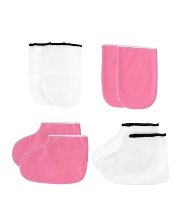 Beaupretty Practical Wax Heat Cover Foot Spa Kit 2 Sets Leather Horn Boots Polyester Lining Work Care Bath Mat Foot Care Covers Moisturizing Hand Gloves 16x25cm As Shown