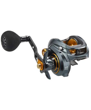 Piscifun Alijoz Baitcasting Fishing Reel, Size 300 Aluminum Frame Baitcaster Reel, 33Lbs Max Drag, Available in 5.9:1/8.1:1 Gear Ratio, Freshwater and Saltwater Powerful Handle Casting Reel Gray & Golden - 8.1:1 Right Hand Retrieve - Powerful Handle