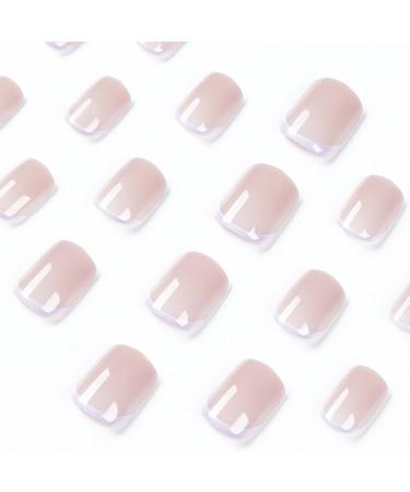 French False Nails Extra Short - 24 Pcs Short Square Full Cover Press on Nails - Cute Purple Nude Acrylic Fake Nails for Women & Girls - Buy Online on GoSupps.com