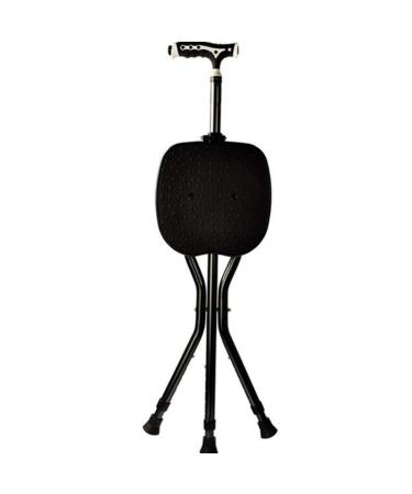 Crutch Band LED Lights Can Be Adjusted Height Walking Stick Multi-Function Retractable Old Man Cane Stool Black Surprise Gift