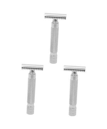 Frcolor 3st men razor safety razor men shaver men Shaver Silve Bart made of wood hair razor for men razor from steel double razor wooden bracket razor