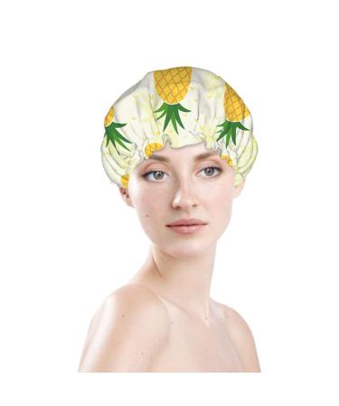 Pineapple Shower Cap - Fresh Fruit Design, Large Reusable Double Layer Bath Cap - Buy Online on GoSupps.com