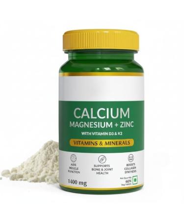 Naturals Calcium Magnesium & Zinc Tablets with Vitamin D3 & K2 (600 IU) Calcium Supplement for Women and Men for Muscle Health