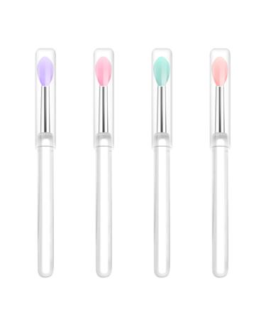4pcs Lip Brushes Silicone Classycoo Lip Silicone Brush with Cap Makeup Beauty Brushes lip gloss applicator Lipstick Applicator Brushes for Applying Cream or Liquid Lip Mask and Eyeshadow