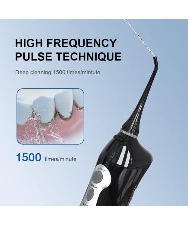 Cordless Water Flosser - USB Rechargeable, IPX7 Waterproof, 3 Modes, 3 Jet Tips, Tongue Scraper - Black - Buy Online on GoSupps.com