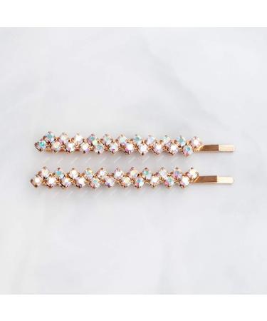 FRCOLOR 2 Pairs Crystal Hair Pins | Sparkle Rhinestone Bobby Pins for Women | Decorative Hair Clips (AB Rhinestone) - Buy Online on GoSupps.com