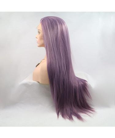 Buy Afbeauty Lila Lace Front Synthetic Long Lavender Wig - Natural Look Realistic Half-Tied Purple Wig for Women - Buy Online on GoSupps.com