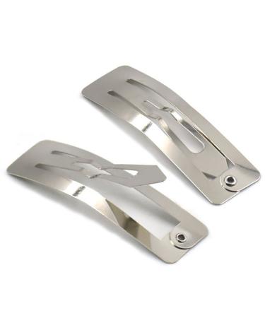 100 pcs 50mm 2" Square Metal Snap Prong Clamp Clip Cross Barrette Butterfly for Girl Hair Bows Nickel