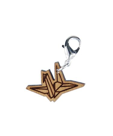 Miniblings crane charm zipper pull Senbazuru bird origami wood s - handmade fashion jewelry i chain pendant silver -plated - beggar pendant beggar strap - trailer for bracelet