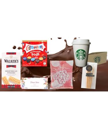 Temas Celebrations Hot Chocolate Pods Gift Set includes Celebrations Hot Chocolate pods (8 pods) Short Bread Biscuit Marshmallows Reusable Coffee Cup & Sleeves Hot Chocolate Stirrers |Easter - Buy Online on GoSupps.com