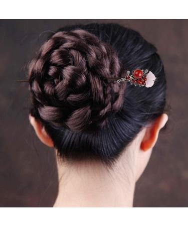 FRCOLOR Chinese Hair Stick Flower Hair Chopsticks Red Agate Vintage Hairpin Chignon Pin Hair Styling Hair Making Accessories for Women Wedding Hanfu Cheongsam - Buy Online on GoSupps.com