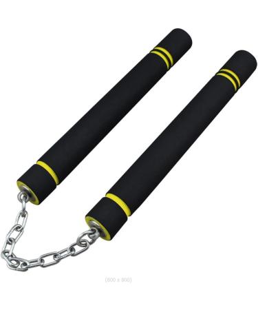 Steel Chain Safe Foam Rubber Training Nunchakus for Kids & Beginners | Martial Arts Set - 2 Pcs Black+Yellow - Buy Online on GoSupps.com