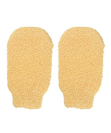 Dingq 1 Pair Shower Bath Gloves Exfoliating Wash Skin Spa Foam Towel Gloves Massage Scrubber Hemp Body Towel  Yellow
