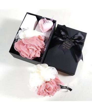 Soulnioi Bath Set of Bubble Bath Bombs Pink Heart Shape Fizzy Bubble Spa Pink White Shower Pouf Bath Loofah Pink Heart Shape Love Scented Candle Anniversary Birthday Valentines Bath Gifts Pink Candle - Buy Online on GoSupps.com