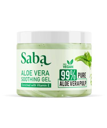 Saba 99% Natural Pure & Organic Aloe Vera Gel 260g - Non Sticky Vegan Hydrating Moisturizer for Face, Skin & Hair (Paraben-Free) - Buy Online on GoSupps.com