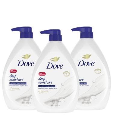 Dove Body Wash with Pump with Skin Natural Nourishers for Instantly Soft Skin and Lasting Nourishment Deep Moisture Cleanser Effectively Washes Away Bacteria While Nourishing Your Skin 34 oz 3 Count 34 Fl Oz (Pack of 3)