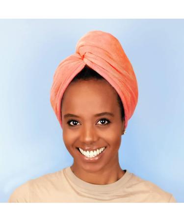 Sleek'e Microfiber Hair Wrap - Ultra Absorbent and Soft Spa-Quality Anti-Frizz Turban Twist Hair Towel Reduces Drying Time by 50% for Healthier Hair (Coral) - Buy Online on GoSupps.com
