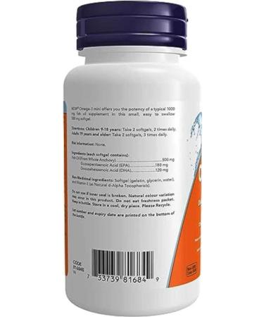 NOW Supplements Omega-3 Mini 500mg (36/24) Softgels 90 Count - Buy Online on GoSupps.com