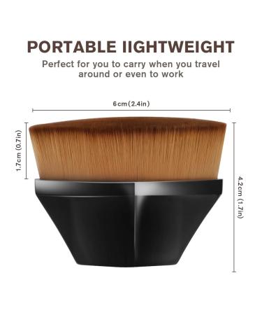Auauy Foundation Brush - Flat Liquid Makeup Brush with Storage Box | Seamless Magic Blush Brush for Flawless Application - Portable Design (Black) - Buy Online on GoSupps.com