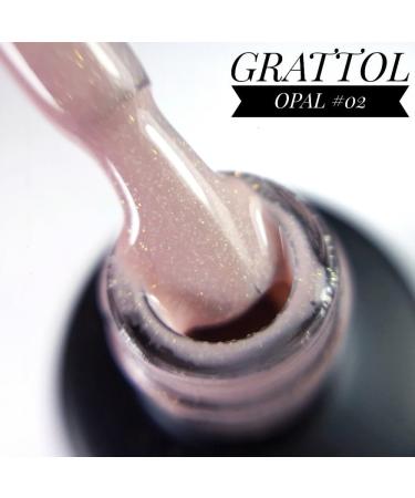 GRATTOL Professional Gel Polish UV LED Opal 02 Varnish Semi Permanent Vernis 9ml Soak Off Nail Art UV Pink Glitter Gel - (Color: Rubble Base) - Buy Online on GoSupps.com