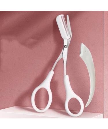 Eyebrow Trimmer Scissors with Comb Stainless Steel Eyebrow Razor Eyebrow Trimmer Eyelash Hair Scissors Beginner Make Up Tool for Men Women(White) - Buy Online on GoSupps.com