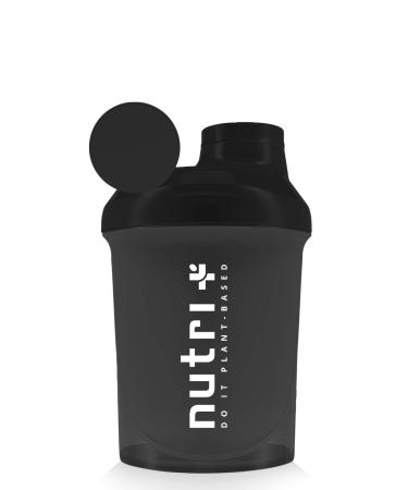 Nano -shaker 300ml black - extra small for on the go to take away - mix cup with screw cap lid and sieve insert - BPA -free - Black Black Smoked 300ml
