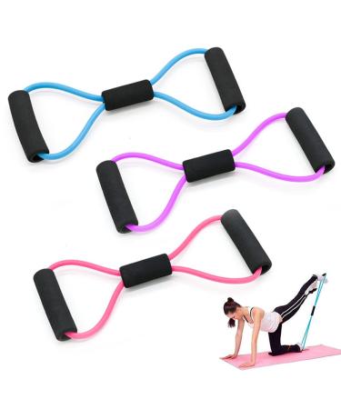Roysmart resistance band 3 pieces 8 Word breast expander fitness straps chest expander muscle training gym extender resistance training yoga poor pull up strength training