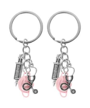 SAFIGLE 2 Pcs Nurse Keychain Student Nurse Keychain Tool Injection Pendant Key Rings for Nurse Women Graduation Christmas Birthday