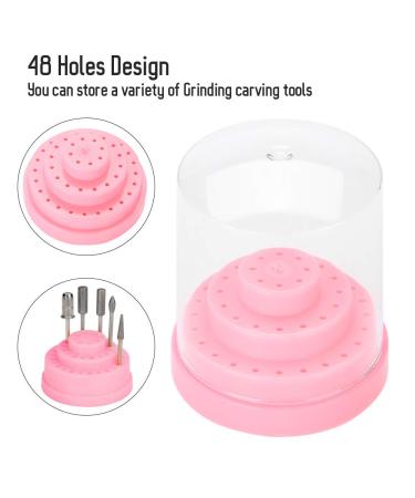 Nail Drill Bits Holder & Nail Polish Grinding Container with Lid - 48 Holes Gel Display Box for Manicure & Pedicure | Organizer Storage Case - Buy Online on GoSupps.com