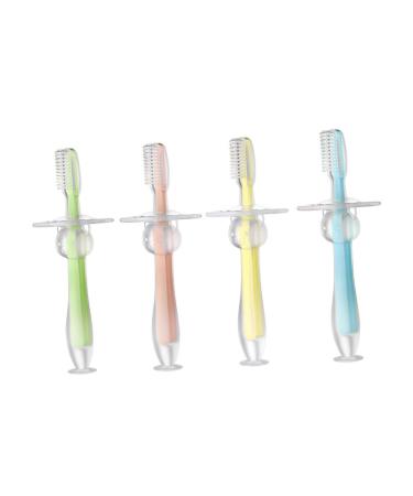 Minkissy 4 pieces toddler toothbrush bite ring made of silicone newborn toothbrush toothbrush set for toddlers Infant teeth clean toothbrush infant toothbrush suction cup bristles