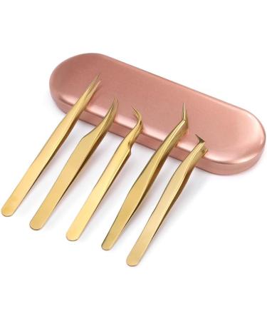 Yopeissn High Precision Lash Tweezers Set - 5 Piece Stainless Steel Eyelash Tweezers for Classic & Volume Extensions - Buy Online on GoSupps.com