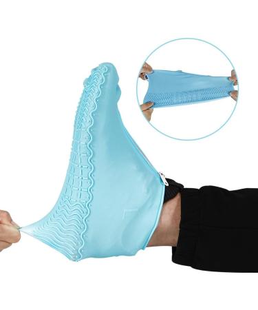 Waterproof Silicone Shoe Covers with Zipper - Blue XL for Women 11.5-14, Men 11-14 | Reusable, Non-Slip, Washable Travel Rain Gear for Footwear Protection - Buy Online on GoSupps.com