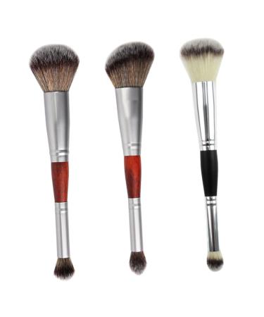 Housoutil 3pcs Double-ended Makeup Brush Eyeshadow Highlighter Makeup Brush Double-head Brush Woman Cosmetic