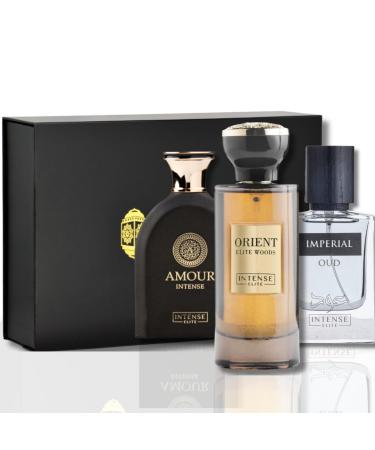 Amour Intense 100ML (3.4 OZ) Orient Elite Woods EDP 100ML (3.4Oz) & Imperial Oud EDP 50ML (1.7 OZ) WITH MAGNETIC BOX | Perfume For Men & Women. (PREMIUM COLLECTION)