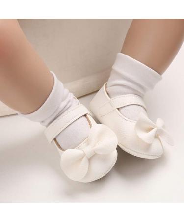 LACOFIA Baby Girls Anti-Slip First Walking Shoes - Infant Bowknot Mary Jane Princess Party Shoes for 6-12 Months - White - Buy Online on GoSupps.com