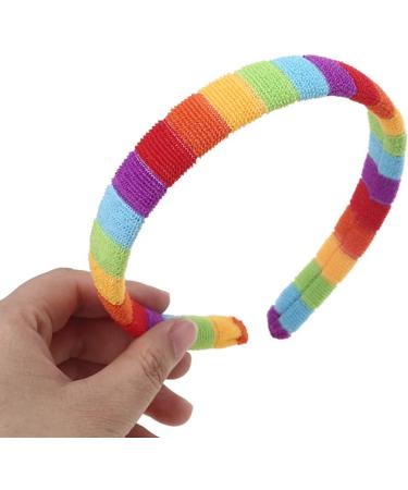 Buy LYWYOUDDKH Women s Autumn Wash Face Plush Headband - Rainbow Striped Elastic Hairband for Styling | International Shipping Available - Buy Online on GoSupps.com
