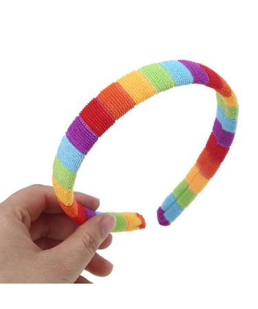 LYWYOUDDKH Women Autumn Wash Face Plush Headband Rainbow Striped Elastic Styling Hairband - L# - Buy Online on GoSupps.com