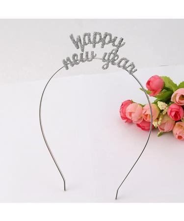 FRCOLOR Crystal Happy New Year Headband Sparkly Rhinestone New Year Tiara Hair Hoop Headdress Christmas Holiday Party Supplies Favors - Buy Online on GoSupps.com