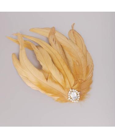 Handmade 1920s Champagne Fascinator - Feather Flapper Hair Accessories with Crystal Beads for Parties - Buy Online on GoSupps.com