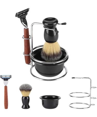 HERCHR 4-Piece Shaving Set | Manual Razor Stainless Steel Stand Brush & Bowl | Premium Men's Grooming Essentials - Buy Online on GoSupps.com