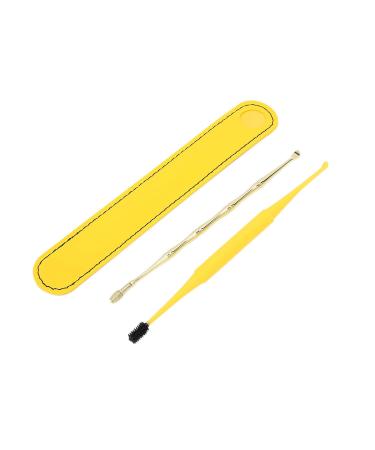 Ear Cleaner Set - 2 Pcs Metal Ear Cleaning Tools with Storage Bag and Brush (Yellow) - Buy Online on GoSupps.com