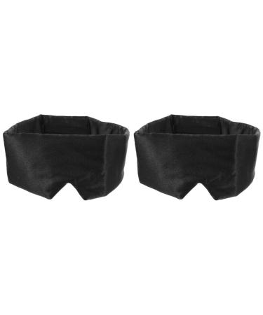 FOMIYES 2pcs Black Satin Eye Patch Lightproof Eye Cover Silk Eye Shade Eyeshades Blackout Eye Masks Eye Covers Ear Covers for Sleeping Eyemask Travel Imitation Silk Cotton Breathable Blackx2pcs 1 Count (Pack of 1)