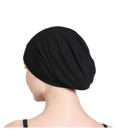 Satin Silk Lined Black Sleep Cap for Frizzy Hair Women - Prevent Frizz and Protect Hair Overnight - Buy Online on GoSupps.com