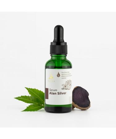 ABERA Alan Silver Serum Botanical Hydration for Sensitive Dry or Flaky Skin Plant-Based Face & Body Moisturizer with Black Ginger Neem Leaf & Cedar Oil 25ml 1 Box